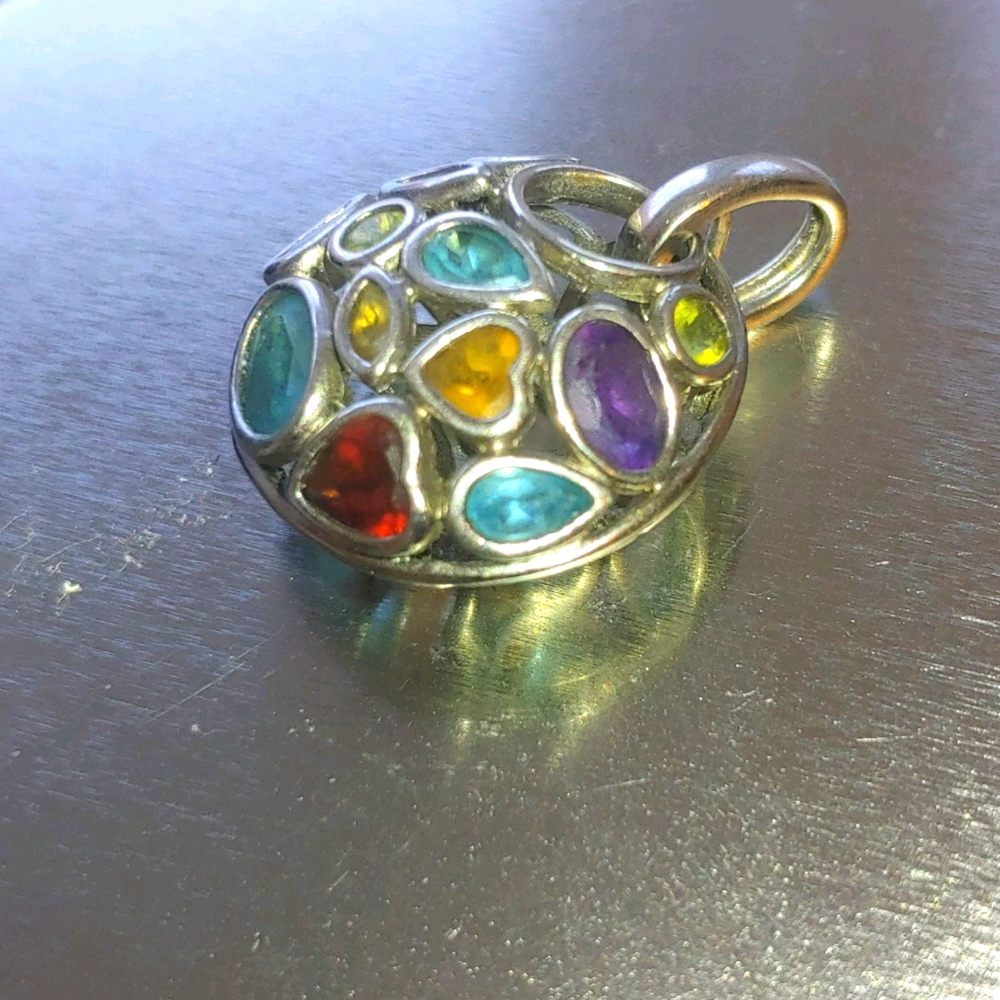 Multicolored round pendant 925 silver